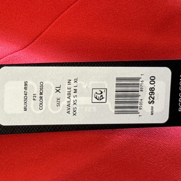 NWT BCBGMAXAZRIA Red V Neck Long Sleeve Jumpsuit Size Extra Large - Picture 2 of 7